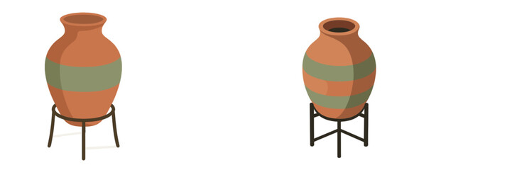 Ancient Amphorae on Stands, Minimalist flat design