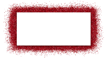 Rectangular Frame with Red Glitter Edges border confetti isolated on a transparent background