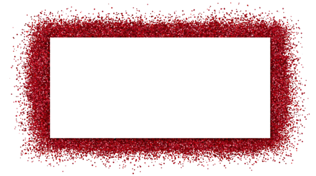 Rectangular Frame with Red Glitter Edges border confetti isolated on a transparent background - Powered by Adobe
