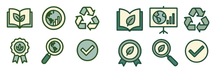 Sustainable business and eco-friendly icons, Minimalist flat design