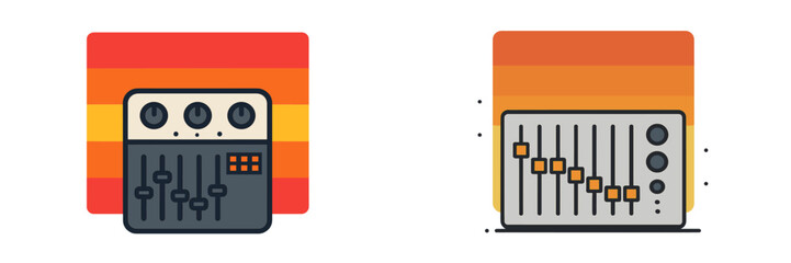 Audio Mixer and Equalizer Controls, Minimalist flat design