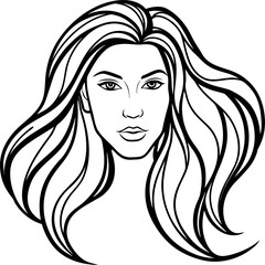 girl with long hair vector illustration