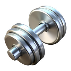 3d dumbbell shiny metallic isolated transparent background fitness health