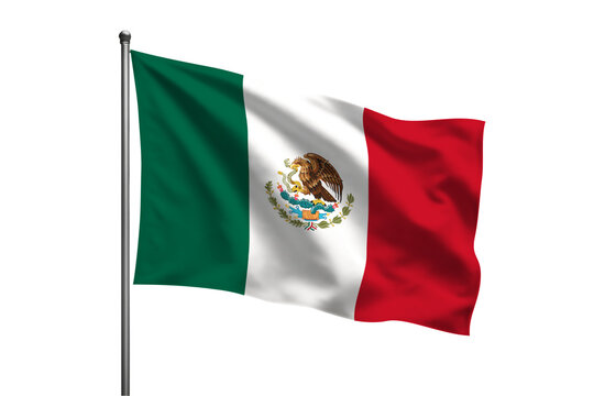 Mexico waving flag on a pole PNG