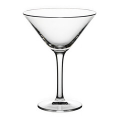 Clear glass martini cocktail glass with thin rim and stem