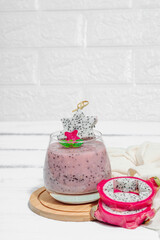Pitaya smoothie, healthy detox drink. Trendy beverage, useful breakfast idea