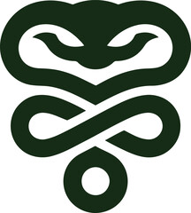 Obraz premium Dark Green Abstract Symbol with Interlocking Loops and Circle