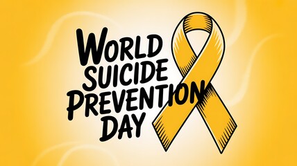 World suicide prevention day awareness campaign with a yellow ribbon symbolizing hope, support, and mental health advocacy