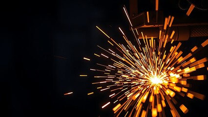 Abstract close-up of glowing sparks in metalworking, highlighting industrial energy and craftsmanship.