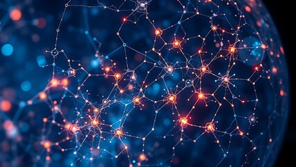 Obraz premium Microscopic neural networks forming glowing memory patterns within a translucent cell membrane.