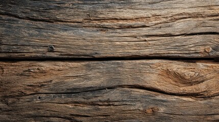 Obraz premium Weathered, aged wood with deep grain and natural textures, horizontal view