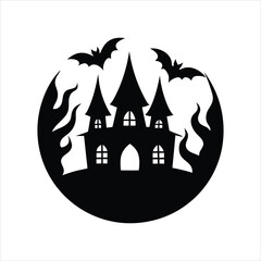 Spooky Halloween Night Fire Flames Vector Silhouette