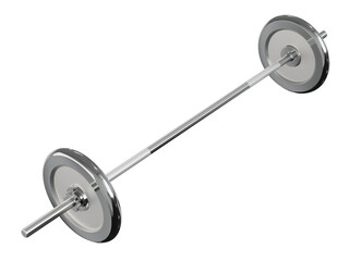 Cast Iron Adjustable Barbell, weightlifting gym equipment, side view, isolated on white background. 3D illustration