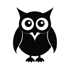 Fototapeta premium silhouette of an owl on white background.