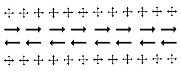 set of black Arrows icons, simple vector collection Arrows. Arrow vector icon with different four dirrections. Arrows indicating up,
