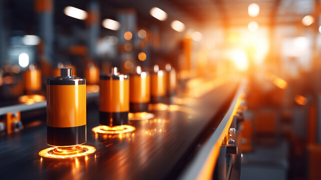Batteries on an automated assembly line illustrating energy storage manufacturing and the drive toward reliable power solutions for modern devices
