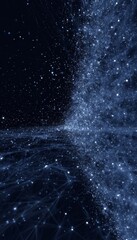 Starry Night Sky with Cosmic Energy and Light Waves