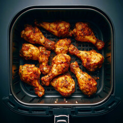 Fototapeta premium Crispy chicken drumsticks cooked in air fryer