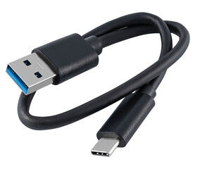 Black cable with USB and Type-C connectors