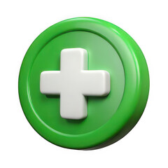 Obraz premium 3d green medical plus icon isolated on transparent background