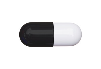 A single white and purple capsule isolated on transparent background