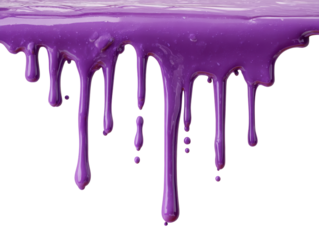 Dripping purple paint action product, isolated on transparent background, png