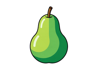 A vibrant green pear is displayed against a stark black background.