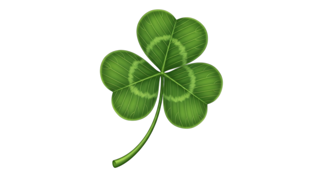 Green shamrock clover leaf symbol of luck isolated on transparent background