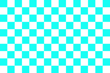 Turquoise aqua white checkerboard abstract background. Seamless high-contrast square grid pattern with flat vector-style tiles. Retro-modern geometric surface ideal for branding, packaging, web
