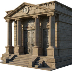 Obraz premium Ancient stone building with columns and pediment isolated on transparent background