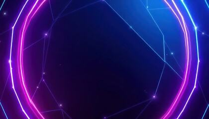 Vibrant neon glow creates a futuristic digital network with interconnected lines and sparkling points. Ideal for technology, modern business, or energetic event backdrops.