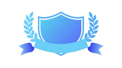 Naklejka premium Blue shield laurel wreath ribbon vector graphic design template badge emblem heraldic illustration element