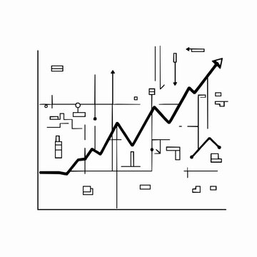 Abstract Line Graph with Upward Trend and Geometric Shapes chart data