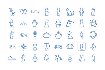 Obraz premium Vector art of assortment of nature, animal, and food icons