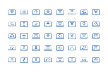 Vector art of collection of laptop icons with various animal symbols