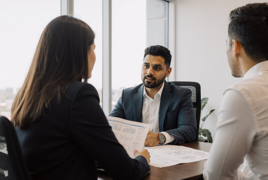 young professionals in a business meeting at modern office discussing documents and strategies