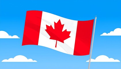 Canadian flag waving in a clear sky