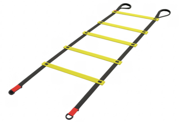 Yellow agility ladder on transparent background for speed and coordination training