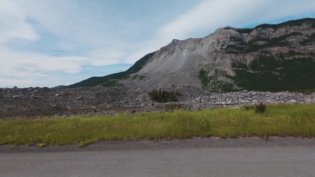 Drive by View of the Historic Canadian Landslide in Slow Motion 