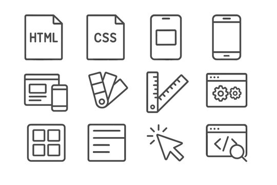 Flat code icon ruler grid end script front file layout screen vector