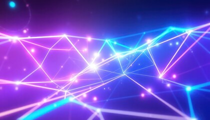 Vibrant abstract network of glowing lines and dots symbolizing digital connections, data transfer, and future technology. Ideal for backgrounds, concepts of innovation, or global communication.