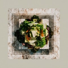 Freshly Cut Green Leaf Vegetables on Wooden Surface