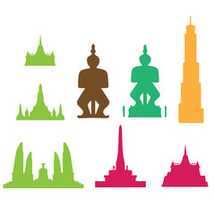 Obraz premium Silhouette landmark buildings in Bangkok, Thailand