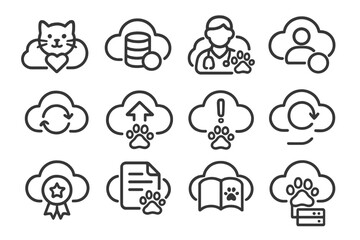 Icon vector file system journal virtual cloud pet subscription backup sync connection