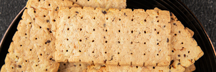 cracker whole grain healthy food durum wheat cookies tasty snack fresh delicious gourmet food background on the table rustic top view copy space