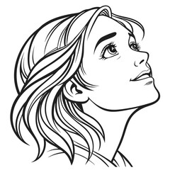 face of a beautiful girl coloring page black and white
