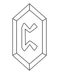 Peorð or Perth, the Elder Futhark rune, symbolizing mystery, the hidden, search, transformation of consciousness, and the acquisition of new knowledge – vector linear image for coloring. Outline. Rune