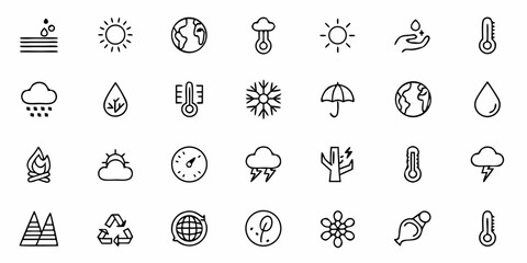 Explore the elements: Weather and environment icon set for your project, nature's elements, Earth's climate, and more in this versatile collection