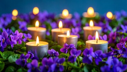 Candles and violets