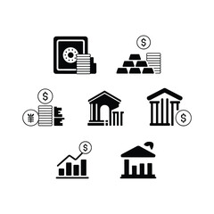 Fototapeta premium Collection of financial and banking icons representing wealth and security